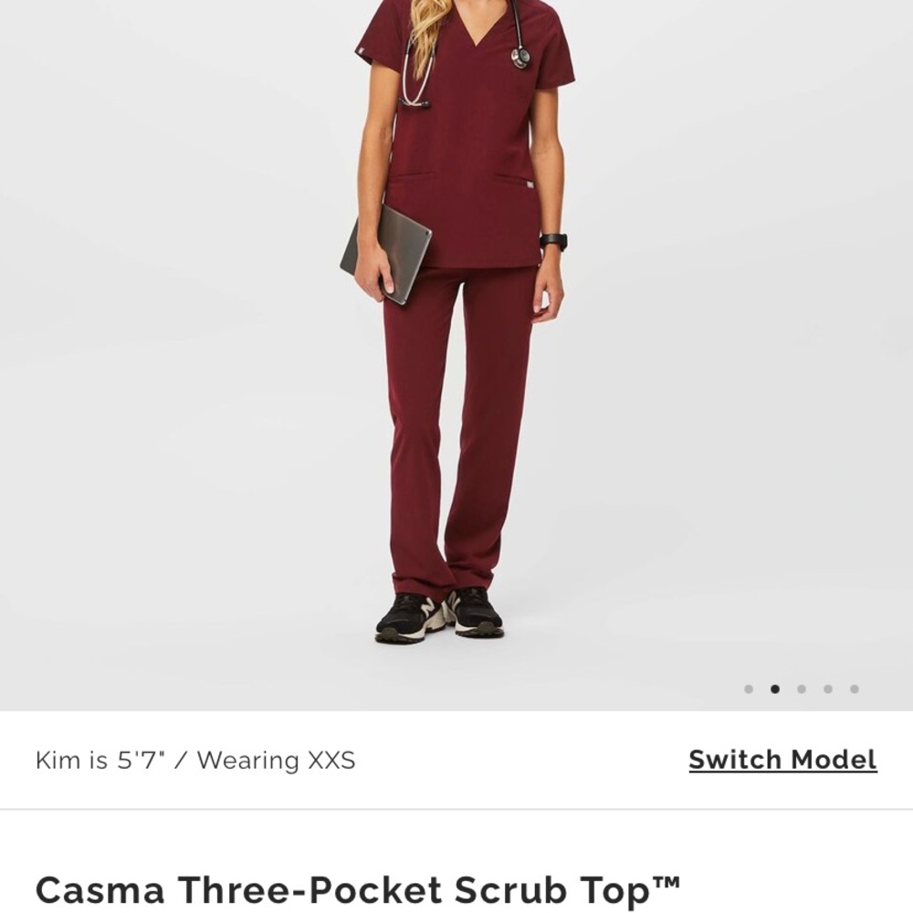 Maroon Figs Xs Casma top and Xs Petite bottom
